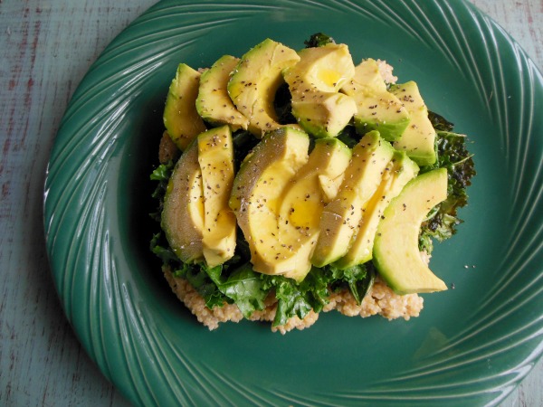quinoa with avocado and kale