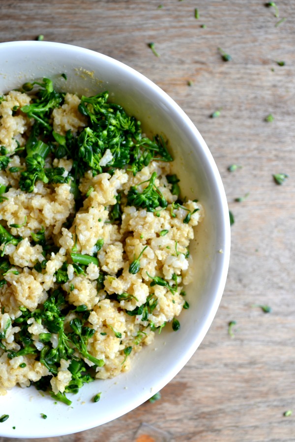 broccolini and brown rice