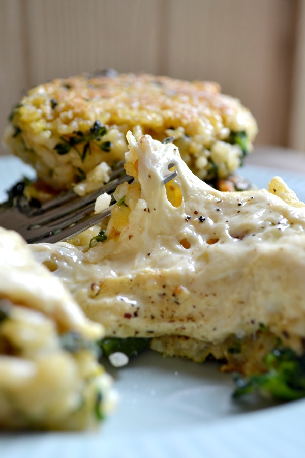 cheesy broccolini brown rice patties