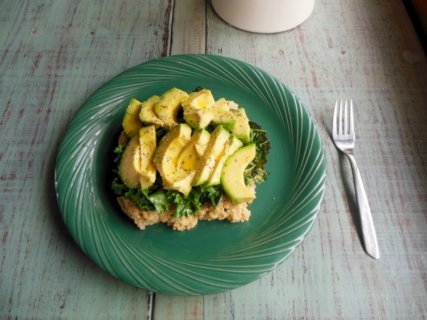 quinoa with kale and avocado