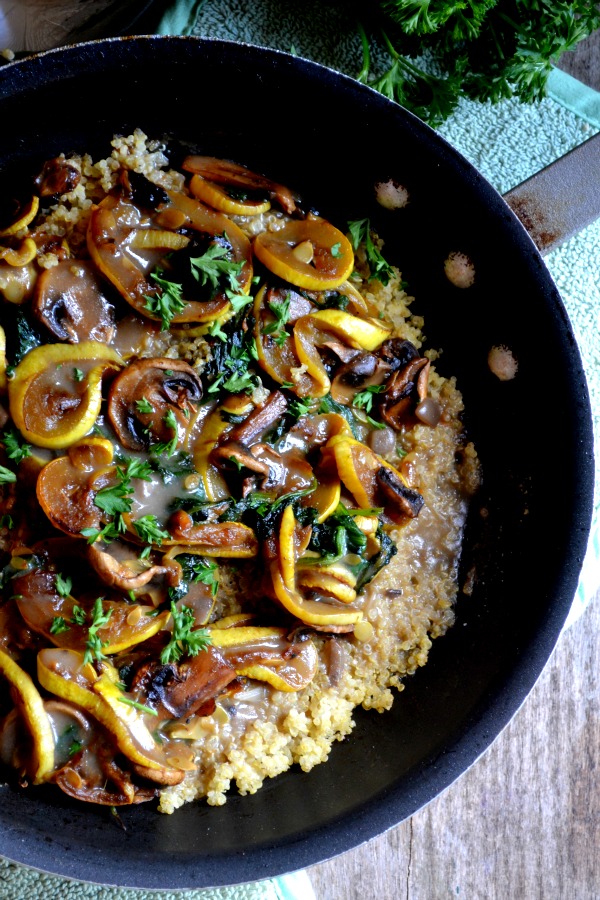 quinoa with veggies and gravy